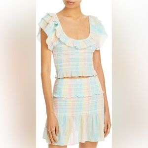 NWT LoveShackFancy Set: Saba Crop Top & Camilla Skirt in Multi Horizon in an XS